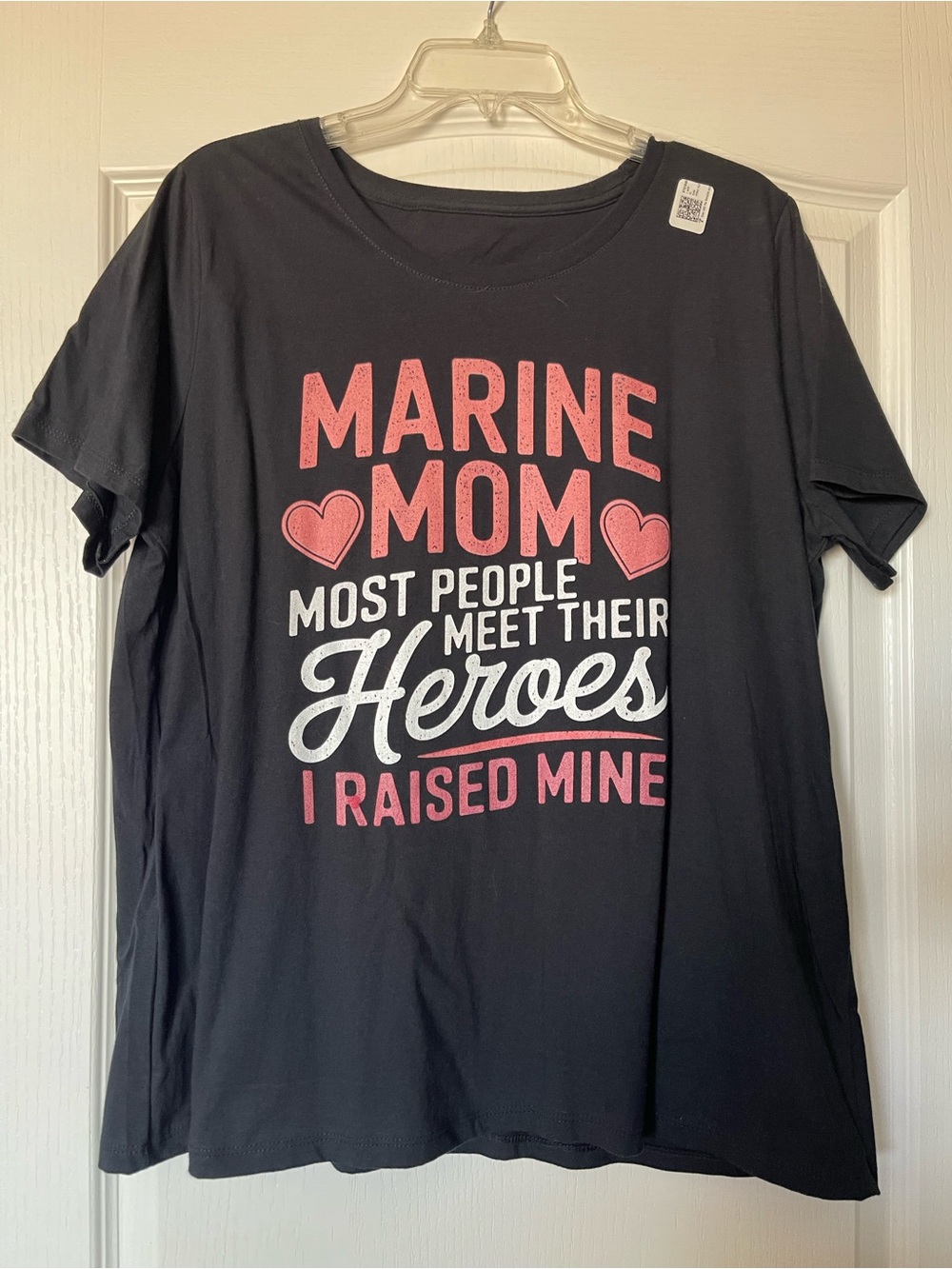 Marine Mom Graphic Tee - Black with Pink & White Print